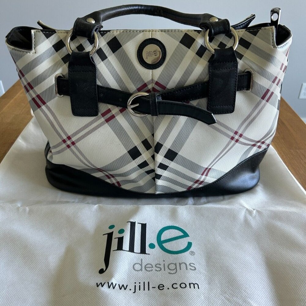Jill-E Designs Laptop Satchel (Black/Gray/Red Plaid)